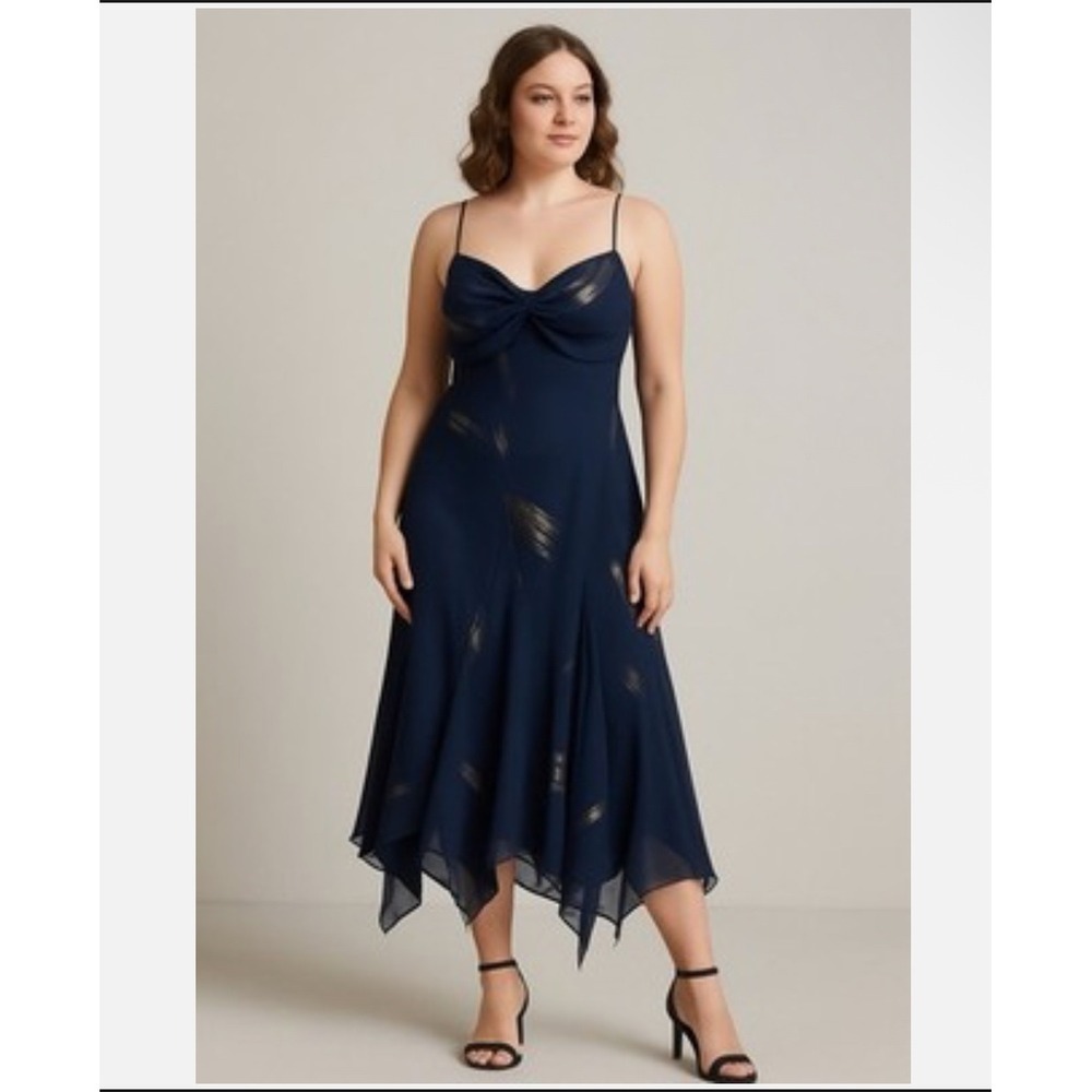 S.L Fashions Babydoll Slip Dress Womens Size 8 Blue Asymmetric Whimsigoth Fairy